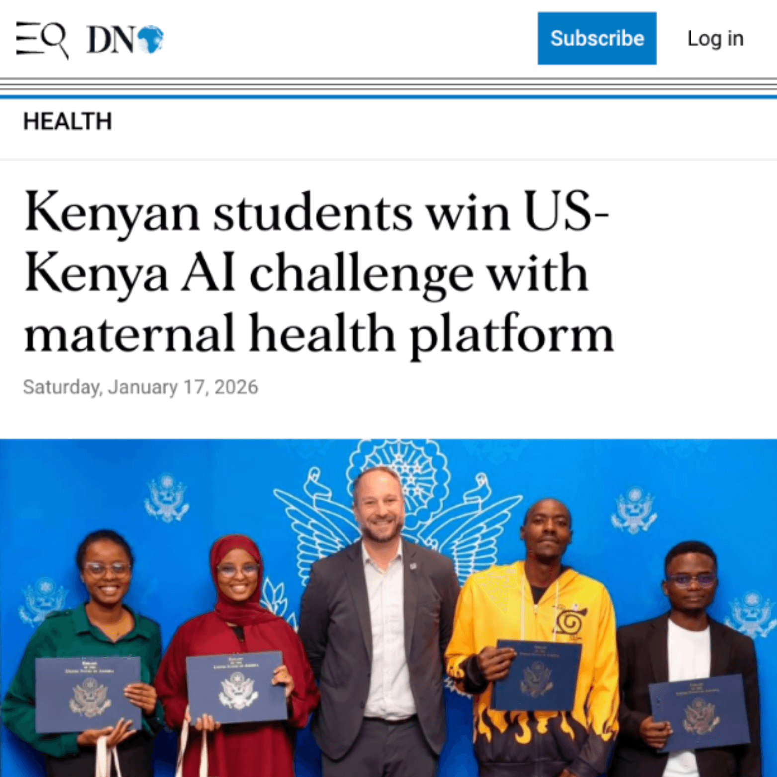 Students triumph in US-Kenya AI competition with maternal care tool